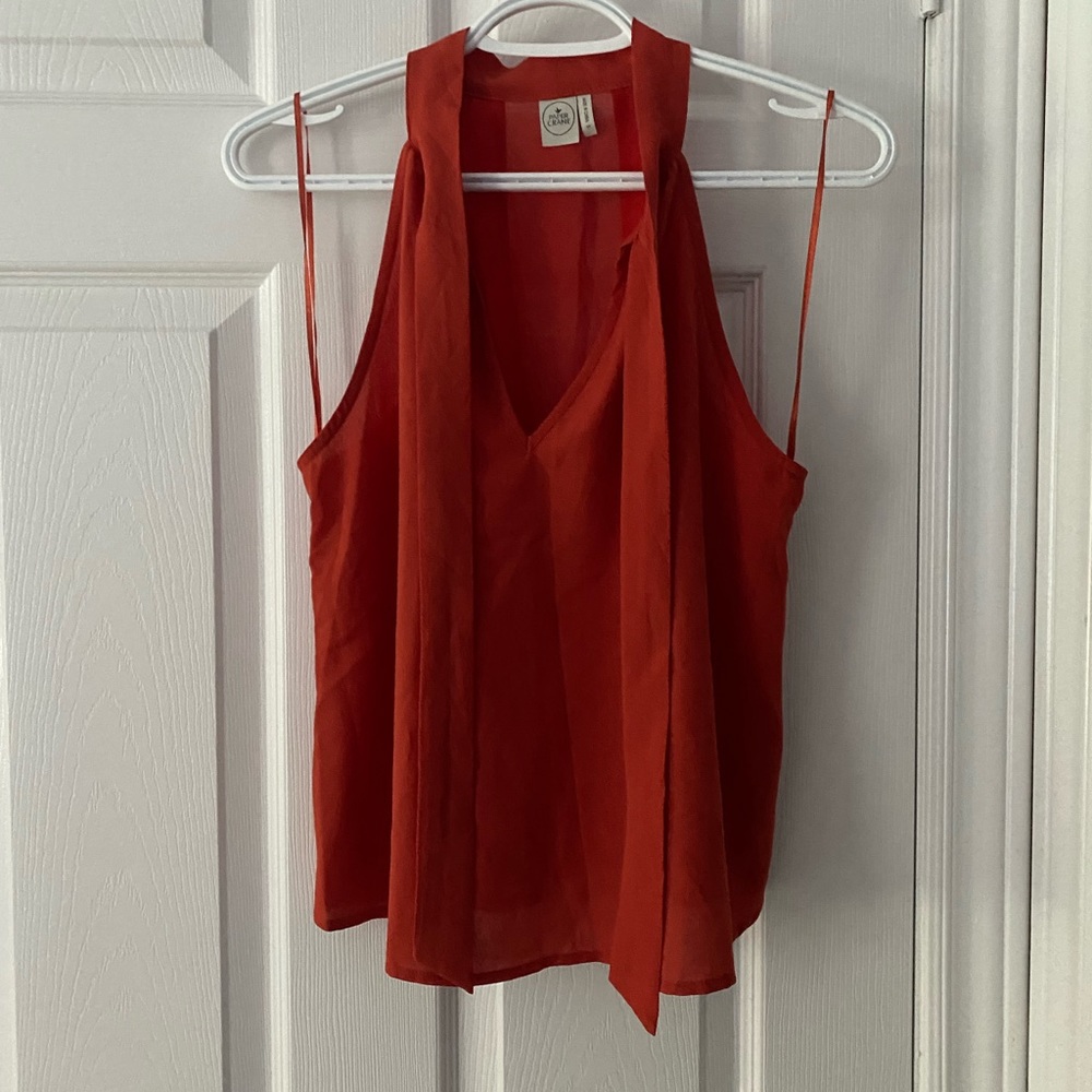Paper crane dark orange sleeveless blouse